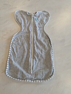 Love to dream Gray Striped-Trim Sleeveless Swaddle Sleep Sack Newborn
